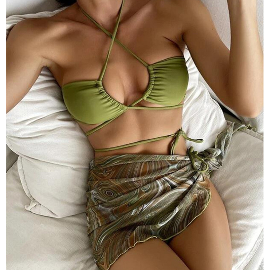 MATCHA GREEN 3 PIECE BIKINI SET