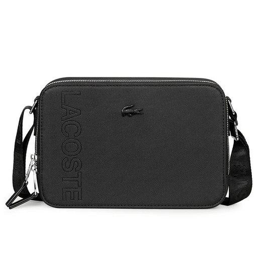 LACOSTE BLACK SHOULDER BAG SIDE LOGO