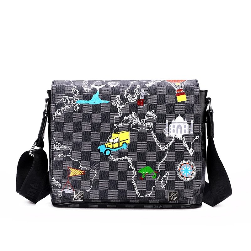 LV MESSENGER BAG BLACK CHECKERED MAP