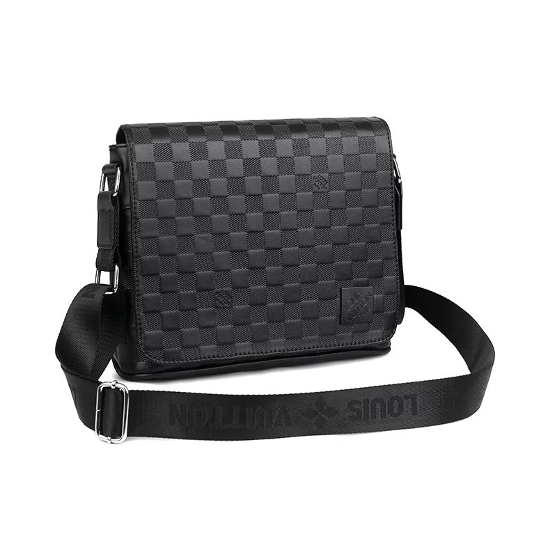 LV MESSENGER BAG BLACK EMBOSSED CHECKERED BAG