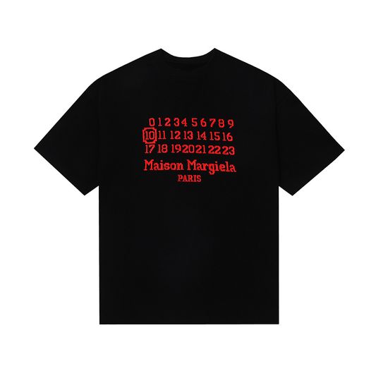 MAISON MARGIELA RED TEXT BLACK SHIRT