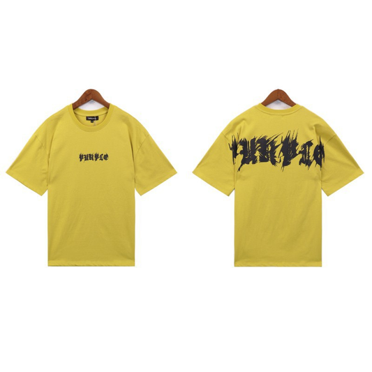 PURPLE BRAND YELLOW DISTORTED LOGO SHIRT