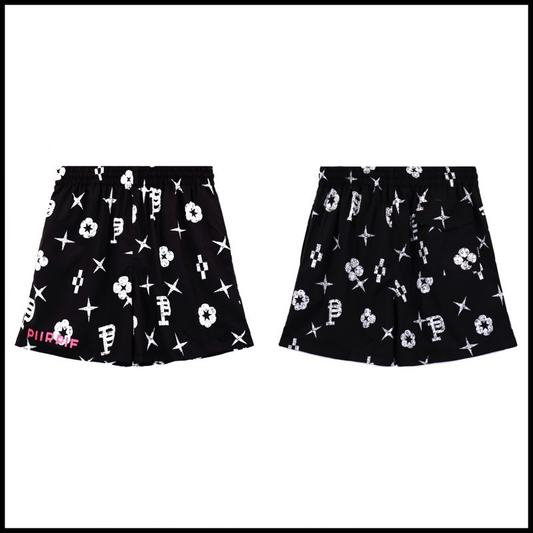 PURPLE BRAND SHORTS LOGOS BLACK