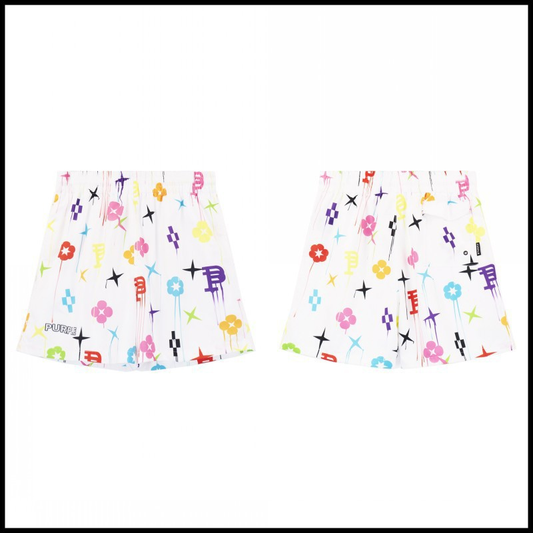 PURPLE BRAND SHORTS LOGOS WHITE