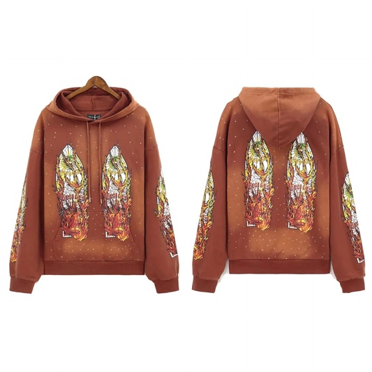WDW WASHED DIAMOND CRUSTED HOODIE RUSTIC