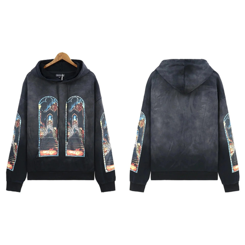 WDW WASHED DIAMOND CRUSTED HOODIE BLACK