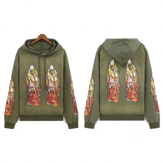 WDW WASHED DIAMOND CRUSTED HOODIE BROWN