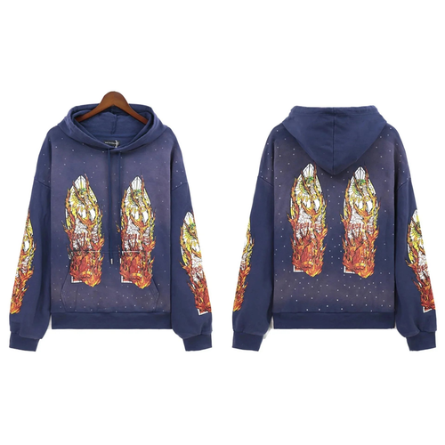 WDW WASHED DIAMOND CRUSTED HOODIE PURPLE