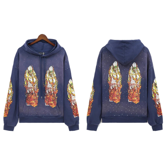 WDW WASHED DIAMOND CRUSTED HOODIE PURPLE