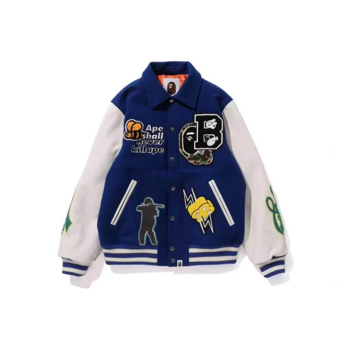 BAPE APE NEVER KILL BAPE BOMBER BLUE
