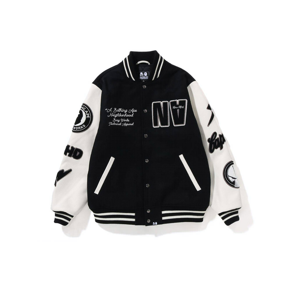 BAPE X NEIGHBORHOOD BLACK OFFWHITE BOMBER