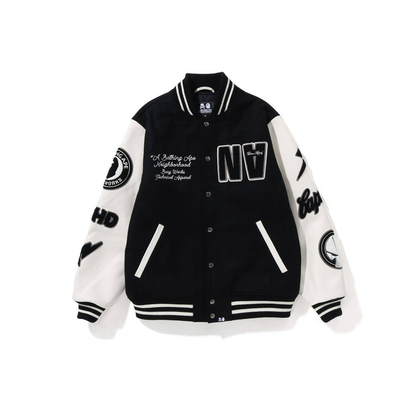 BAPE X NEIGHBORHOOD BLACK OFFWHITE BOMBER