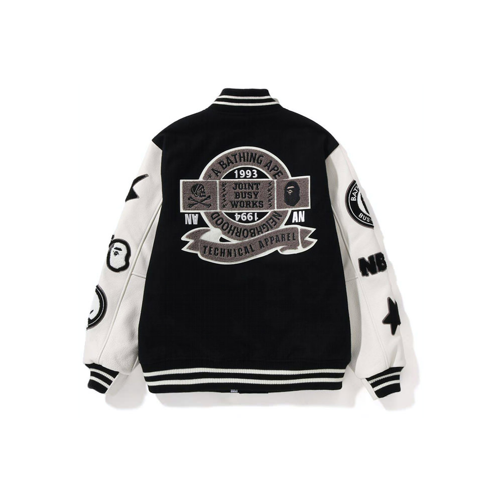 BAPE X NEIGHBORHOOD BLACK OFFWHITE BOMBER