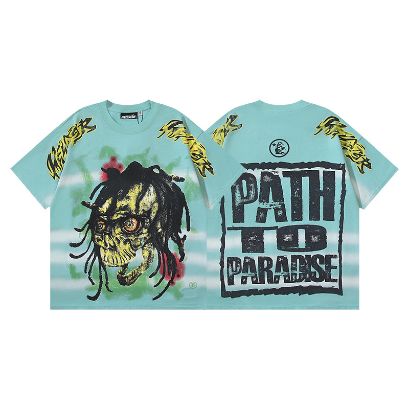 HELLSTAR WASHED DREADHEAD SKULL SHIRT BLUE
