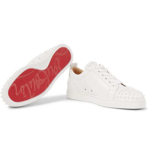 LOUBOUTIN WHITE SNEAKERS REDBOTTOMS SPIKED