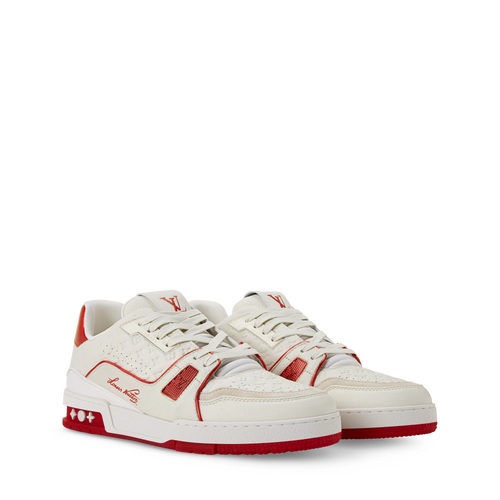 LV TRAINER WHITE & RED GRAINED CALF LEATHER