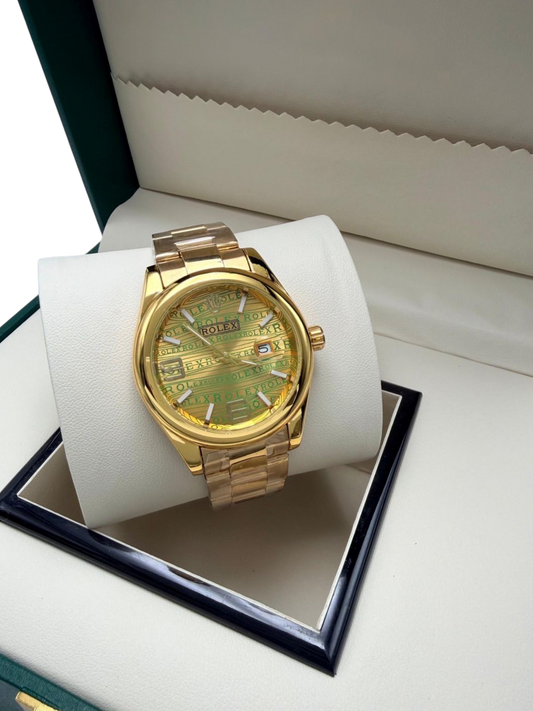 ROLEX FULL GOLD TEXTURED LINEN DIAL OYSTER BRACELET